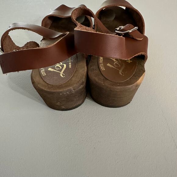 Lotta From Stockholm Brown Leather Wooden Clog Sandals Women’s EU 36 US 7 - Picture 3 of 6